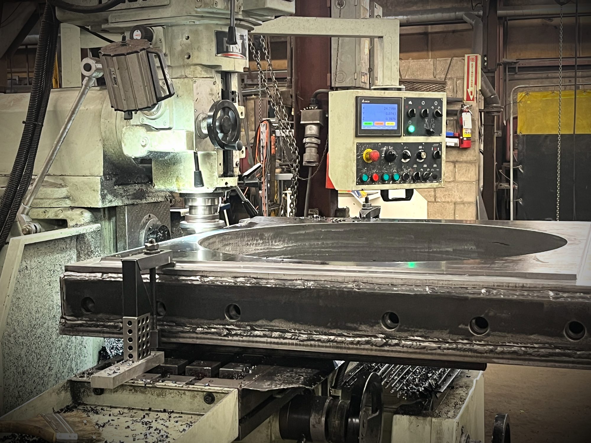 Precision milling and lathe work in our shop, fabricated by Dan's Welding & Fabricating in Burlington