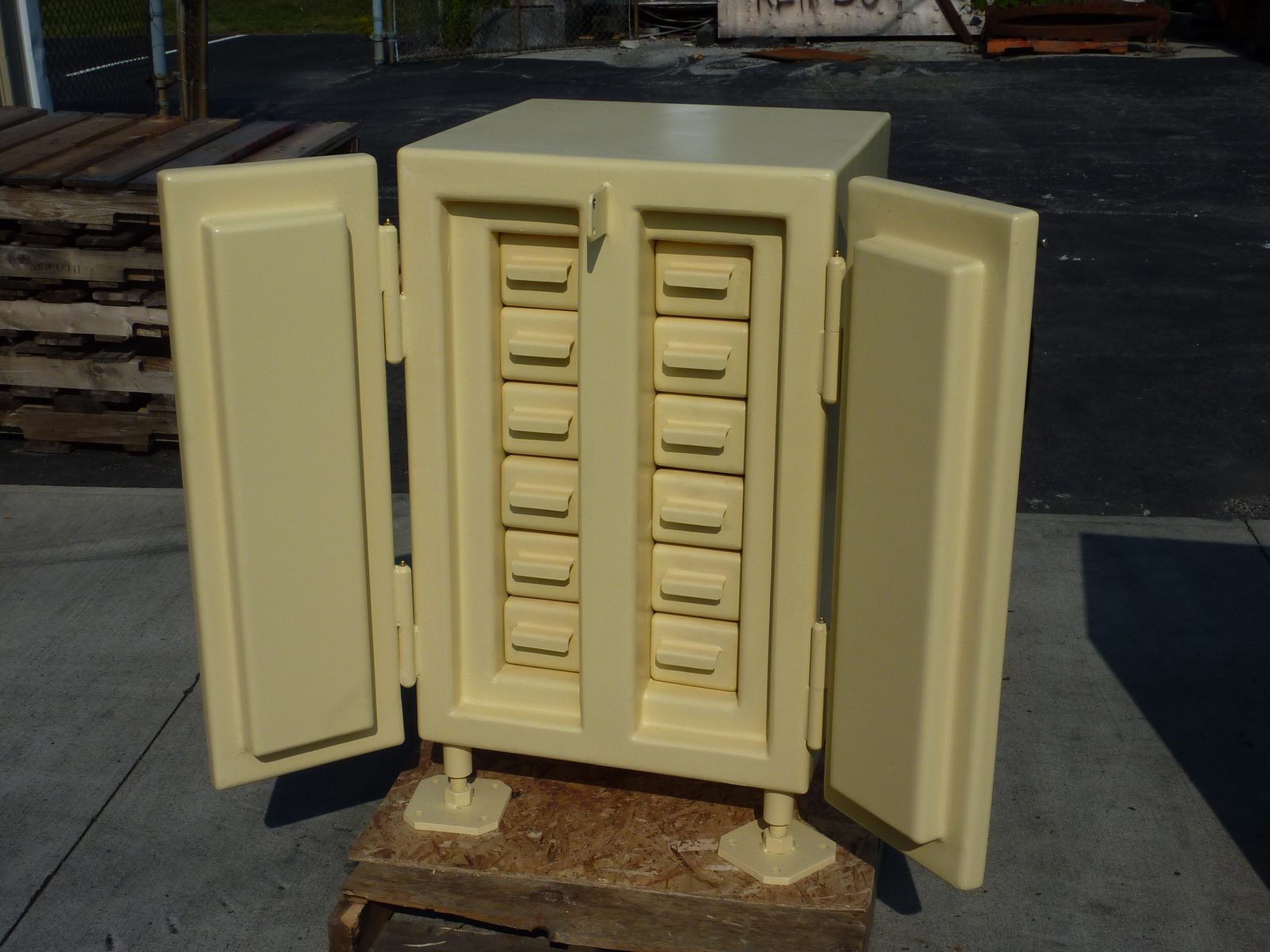 Cabinet with drawers, fabricated by Dan's Welding & Fabricating in Burlington