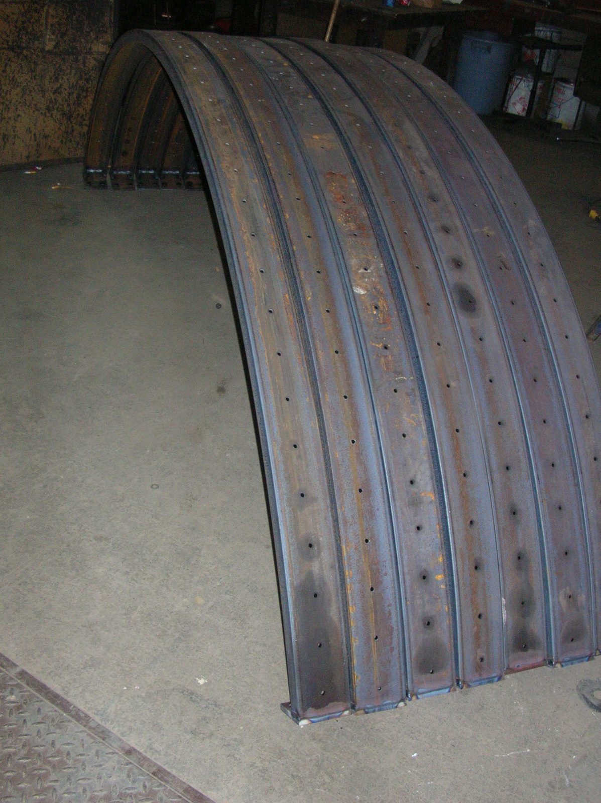 Rolled and punched channel with connection plates, custom fabricated by Dan's Welding & Fabricating in Burlington