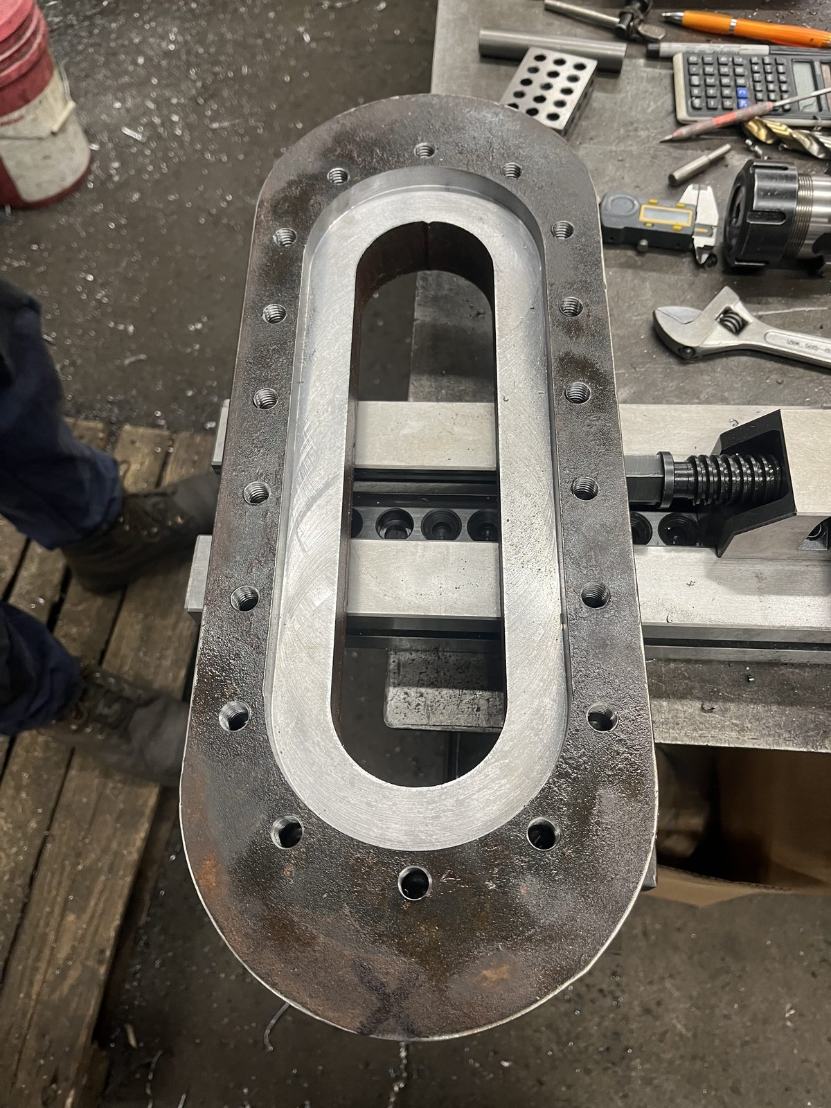 Sight glass frame, machined in-house, fabricated by Dan's Welding & Fabricating in Burlington