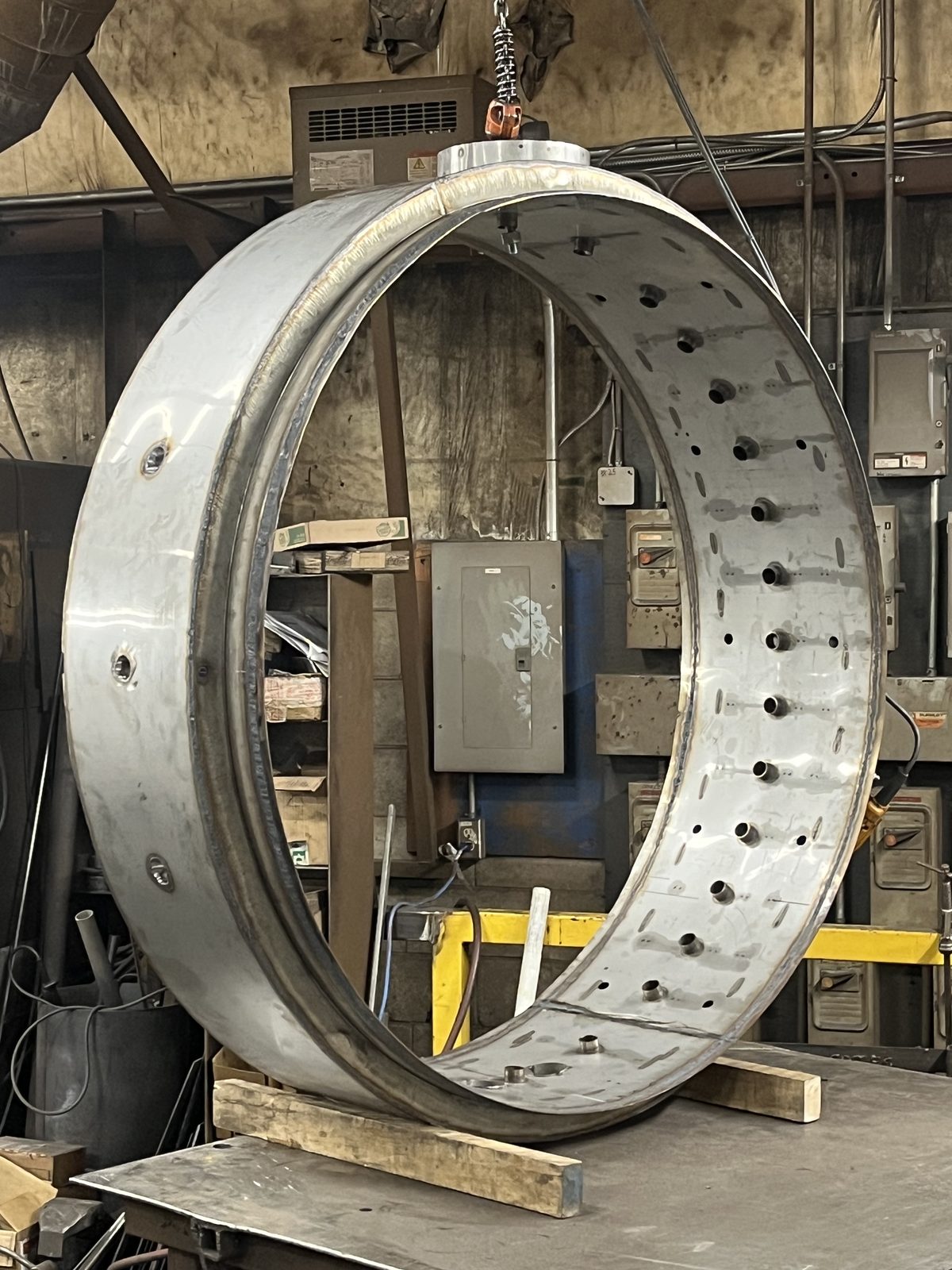 Stainless steel furnace shell, fabricated by Dan's Welding & Fabricating in Burlington