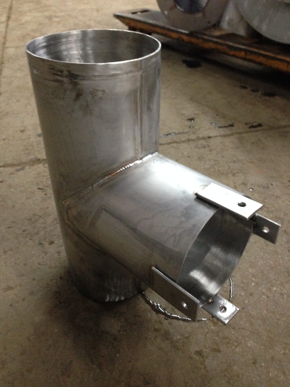 Stainless steel tee, fabricated by Dan's Welding & Fabricating in Burlington