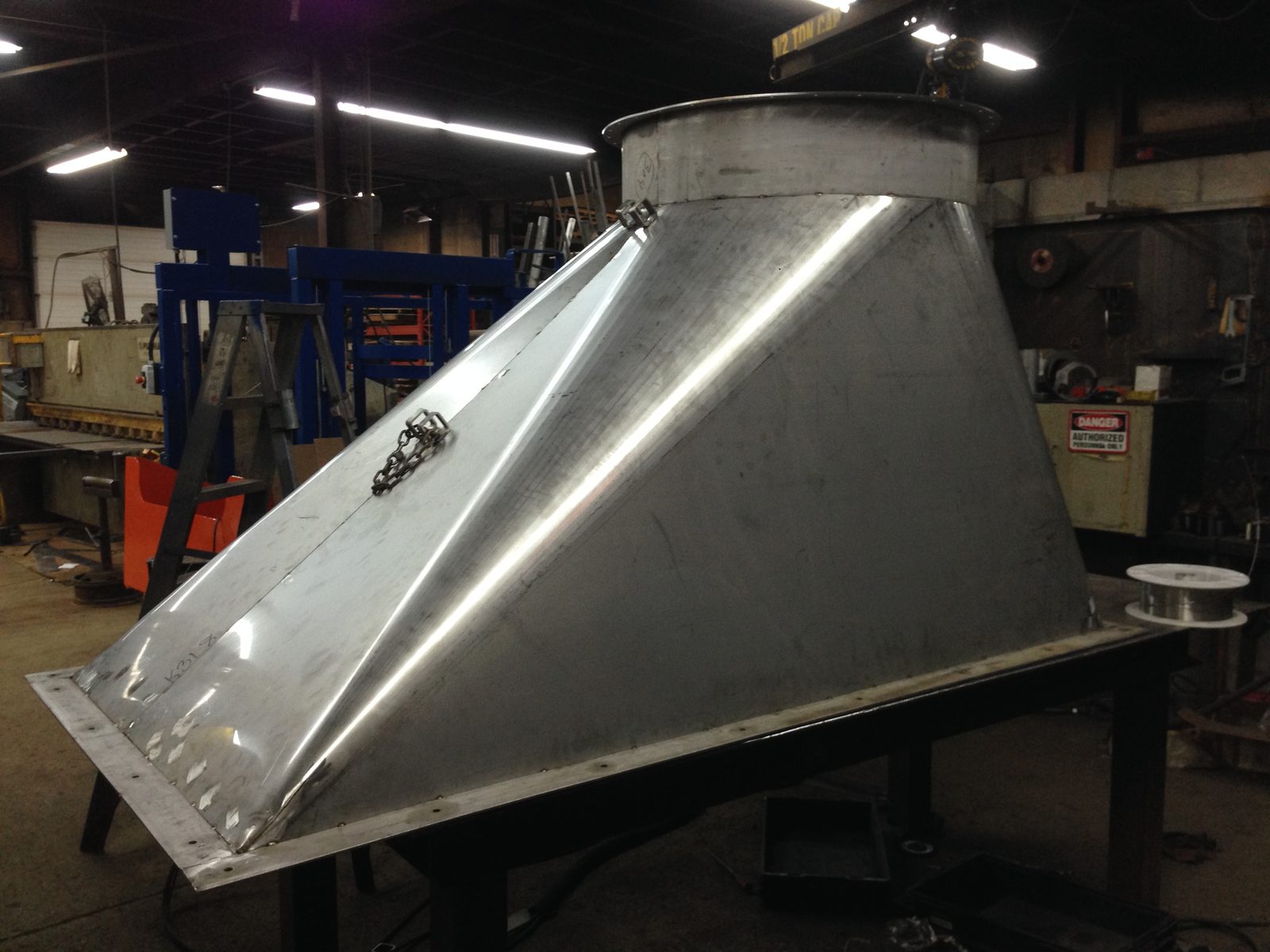 Stainless steel transition, custom fabricated by Dan's Welding & Fabricating in Burlington