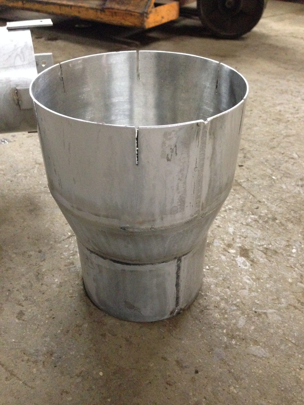 Stainless steel transition, custom fabricated by Dan's Welding & Fabricating in Burlington