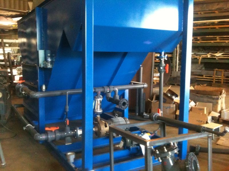 A stainless steel water clarifier fabricated at Dan's Welding & Fabricating